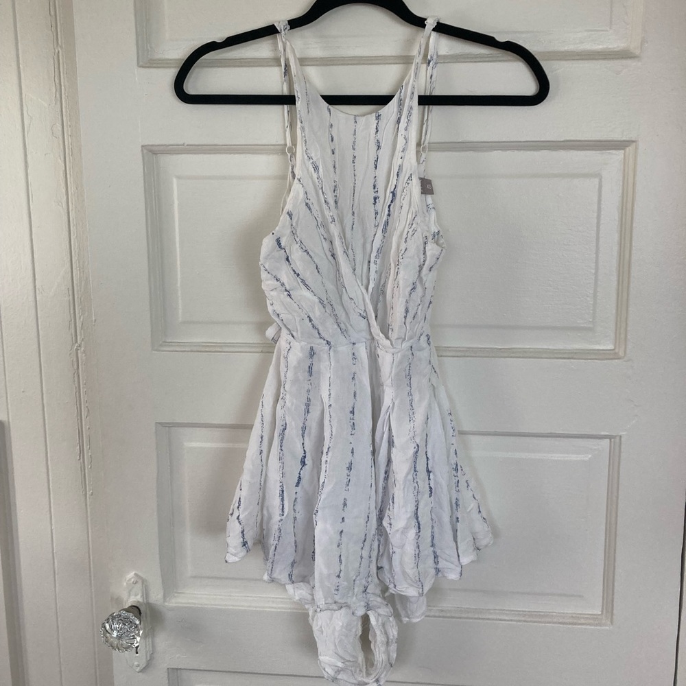 White and blue stripe beach-y romper